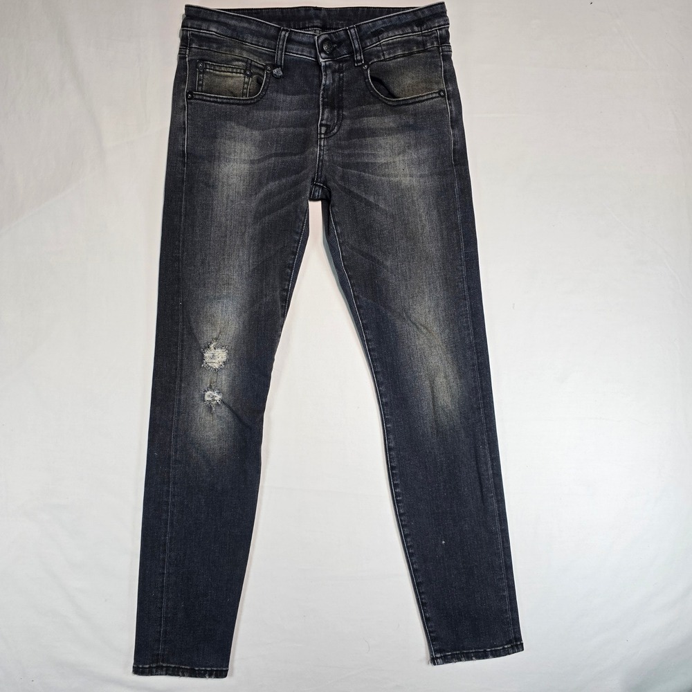 R13 Boy Skinny Jeans Barron Black Distressed Made in Italy R13W0086-703 Size 25